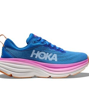 Hoka Blue and Pink Athletic Shoes with Breathable Mesh and Thick Sole